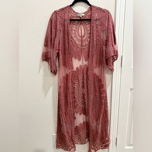 Rebellion mauve Lacey duster size M boho cover up KIMONO